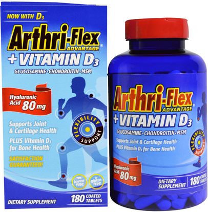 21st Century, Arthri-Flex Advantage, + Vitamin D3, 180 Coated Tablets ,المكملات الغذائية، الجلوكوزامين، الصحة، العظام، هشاشة العظام، الصحة المشتركة