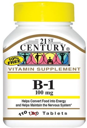 21st Century, B-1, 100 mg, 110 Tablets ,الفيتامينات، فيتامين ب المعقدة، فيتامين ب المعقدة 100