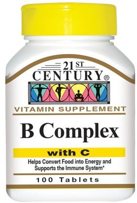 21st Century, B Complex, with C, 100 Tablets ,الفيتامينات، فيتامين ب المعقدة