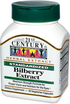 21st Century, Bilberry Extract, 60 Veggie Caps ,الصحة، العناية بالعيون، العناية بالعيون، التوت