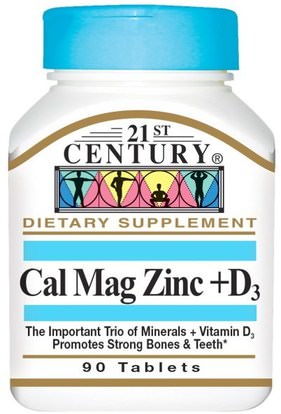 21st Century, Cal Mag Zinc + D3, 90 Tablets ,والمكملات الغذائية، والمعادن، والكالسيوم والمغنيسيوم