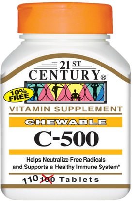 21st Century, Chewable C-500, 110 Tablets ,المكملات الغذائية، المعادن، الكالسيوم، الكالسيوم مضغ