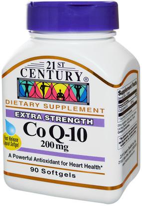 21st Century, Co Q-10, 200 mg, 90 Softgels ,المكملات الغذائية، أنزيم q10، coq10 200 ملغ