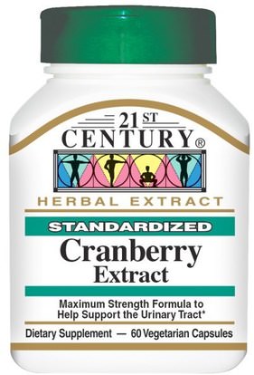 21st Century, Cranberry Extract, Standardized, 60 Veggie Caps ,الأعشاب، التوت البري