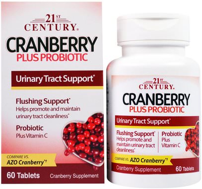 21st Century, Cranberry Plus Probiotic, 60 Tablets ,المكملات الغذائية، البروبيوتيك، التوت البري