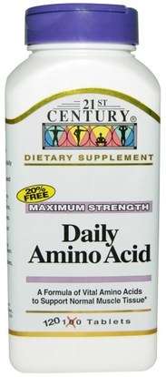 21st Century, Daily Amino Acid, Maximum Strength, 120 Tablets ,المكملات الغذائية، والأحماض الأمينية