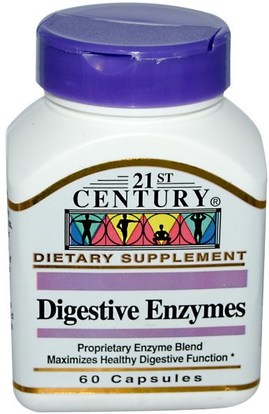 21st Century, Digestive Enzymes, 60 Capsules ,والمكملات الغذائية، والإنزيمات الهاضمة