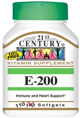 21st Century, E-200, 110 Softgels ,الفيتامينات، فيتامين e