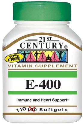 21st Century, E-400, 110 Softgels ,الفيتامينات، فيتامين e