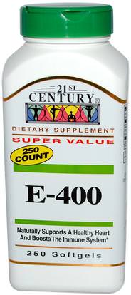 21st Century, E-400, 250 Softgels ,الفيتامينات، فيتامين e