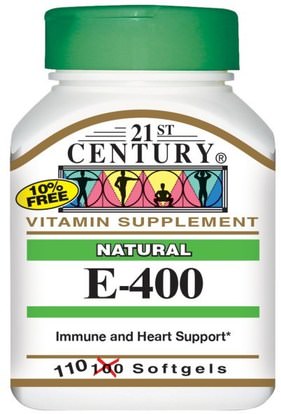 21st Century, E-400, Natural, 110 Softgels ,الفيتامينات، فيتامين e