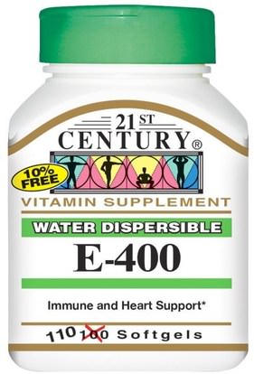 21st Century, E-400, Water Dispersible, 110 Softgels ,الفيتامينات، فيتامين e
