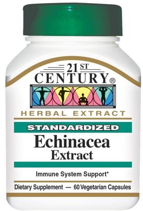 21st Century, Echinacea Extract, 60 Veggie Caps ,والمكملات الغذائية، والمضادات الحيوية، كبسولات إشنسا أقراص