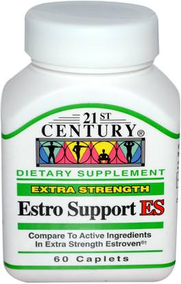 21st Century, Estro Support ES, Extra Strength, 60 Caplets ,والصحة، والنساء، كوهوش السوداء، وانقطاع الطمث