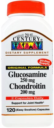 21st Century, Glucosamine 250 mg Chondroitin 200 mg, Original Formula, 120 (Easy Swallow) Capsules ,المكملات الغذائية، شوندروتن الجلوكوزامين