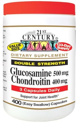21st Century, Glucosamine 500 mg, Chondroitin 400 mg, Double Strength, 400 (Easy Swallow) Capsules ,المكملات الغذائية، شوندروتن الجلوكوزامين