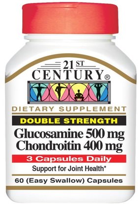21st Century, Glucosamine 500 mg Chondroitin 400 mg, Double Strength, 60 (Easy Swallow) Capsules ,المكملات الغذائية، شوندروتن الجلوكوزامين