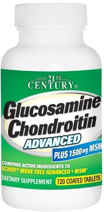 21st Century, Glucosamine Chondroitin Advanced, 120 Coated Tablets ,المكملات الغذائية، الجلوكوزامين