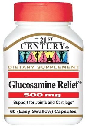 21st Century, Glucosamine Relief, 500 mg, 60 (Easy Swallow) Capsules ,المكملات الغذائية، كبريتات الجلوكوزامين