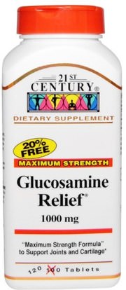 21st Century, Glucosamine Relief, Maximum Strength, 1,000 mg, 120 Tablets ,المكملات الغذائية، الجلوكوزامين