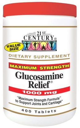 21st Century, Glucosamine Relief, Maximum Strength, 1,000 mg, 400 Tablets ,المكملات الغذائية، الجلوكوزامين