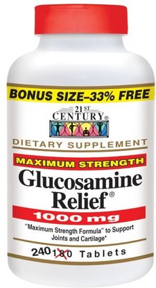 21st Century, Glucosamine Relief, Maximum Supplement, 1,000 mg, 240 Tablets ,المكملات الغذائية، الجلوكوزامين