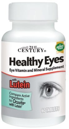 21st Century, Healthy Eyes with Lutein, 60 Tablets ,والمكملات الغذائية، ومضادات الأكسدة، اللوتين، والصحة، والعناية بالعين، والرعاية الرؤية