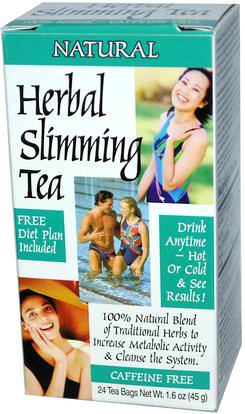 21st Century, Herbal Slimming Tea, Caffeine Free, Natural, 24 Tea Bags, 1.6 oz (45 g) ,الغذاء، الشاي العشبية، فقدان الوزن، النظام الغذائي