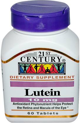 21st Century, Lutein, 10 mg, 60 Tablets ,المكملات الغذائية، مضادات الأكسدة، اللوتين