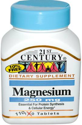 21st Century, Magnesium, 250 mg, 110 Tablets ,المكملات الغذائية، المعادن، أكسيد المغنيسيوم