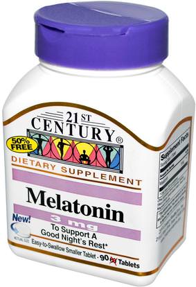 21st Century, Melatonin, 3 mg, 90 Tablets ,المكملات الغذائية، الميلاتونين 3 ملغ