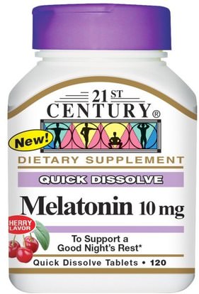 21st Century, Melatonin, Cherry Flavor, 10 mg, 120 Quick Dissolve Tablets ,المكملات الغذائية، الميلاتونين