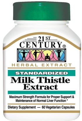 21st Century, Milk Thistle Extract, 60 Veggie Caps ,الصحة، السموم، الحليب الشوك (سيليمارين)
