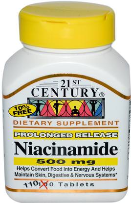 21st Century, Niacinamide, 500 mg, 110 Tablets ,الفيتامينات، فيتامين ب، فيتامين b3، فيتامين b3 - النياسين