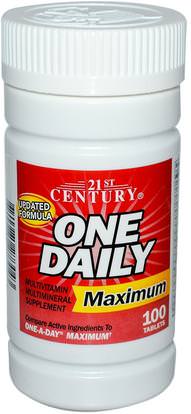21st Century, One Daily, Maximum, Multivitamin Multimineral, 100 Tablets ,الفيتامينات، الفيتامينات، المعادن، المعادن المتعددة