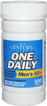 21st Century, One Daily, Mens 50+, Multivitamin Multimineral, 100 Tablets ,الفيتامينات، الرجال الفيتامينات