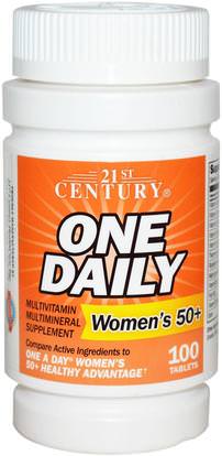 21st Century, One Daily, Womans 50+, Multivitamin Multimineral, 100 Tablets ,الفيتامينات، النساء الفيتامينات