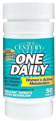21st Century, One Daily Womens Active Metabolism, 50 Tablets ,الفيتامينات، النساء الفيتامينات