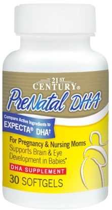21st Century, PreNatal DHA, 30 Softgels ,المكملات الغذائية، إيفا أوميجا 3 6 9 (إيبا دا)، دا، الصحة، الحمل