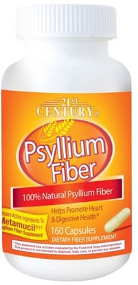 21st Century, Psyllium Fiber, 160 Capsules ,المكملات الغذائية، قشر سيلليوم، كبسولات سيلليوم قشر