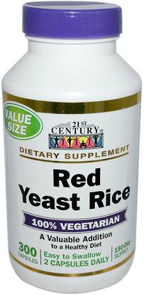 21st Century, Red Yeast Rice, 300 Capsules ,والمكملات الغذائية، والأرز الخميرة الحمراء