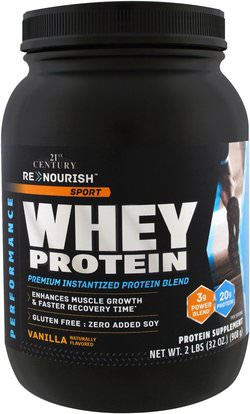 21st Century, ReNourish, Sport, Whey Protein, Vanilla, 32 oz (908 g) ,المكملات الغذائية، البروتين، بروتين الرياضة