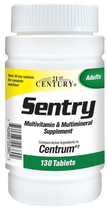 21st Century, Sentry, Multivitamin & Multimineral Supplement, 130 Tablets ,الفيتامينات، الفيتامينات، المعادن، المعادن المتعددة
