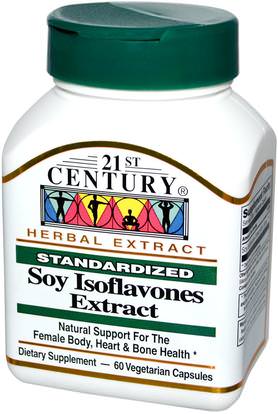 21st Century, Soy Isoflavones Extract, Standardized, 60 Veggie Caps ,والمكملات الغذائية، ومنتجات الصويا، إيسوفلافون الصويا