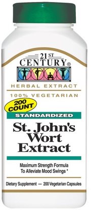 21st Century, St. Johns Wort Extract, 200 Veggie Caps ,الأعشاب، الشارع. جونز، ورت