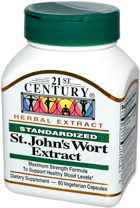 21st Century, St. Johns Wort Extract, 60 Veggie Caps ,الأعشاب، الشارع. جونز، ورت