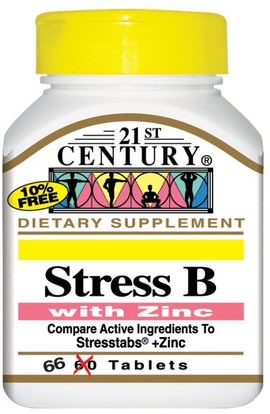 21st Century, Stress B, with Zinc, 66 Tablets ,الفيتامينات، فيتامين ب المعقدة