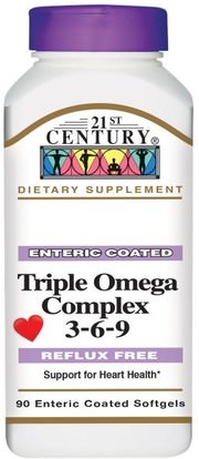 21st Century, Triple Omega Complex 3-6-9, 90 Enteric Coated Softgels ,المكملات الغذائية، ايفا اوميجا 3 6 9 (إيبا دا)