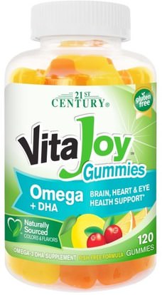 21st Century, VitaJoy Gummies, Omega + DHA, 120 Gummies ,المكملات الغذائية، إيفا أوميجا 3 6 9 (إيبا دا)، أوميغا 369 غوميز، فيتاجوي