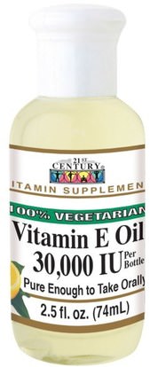 21st Century, Vitamin E Oil, 30,000 IU, 2.5 fl oz (74 ml) ,الصحة، الجلد، فيتامين ه كريم النفط
